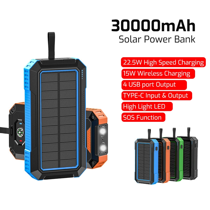 Solar Power Bank 30000mAh Solar Charger for Mobile Phone